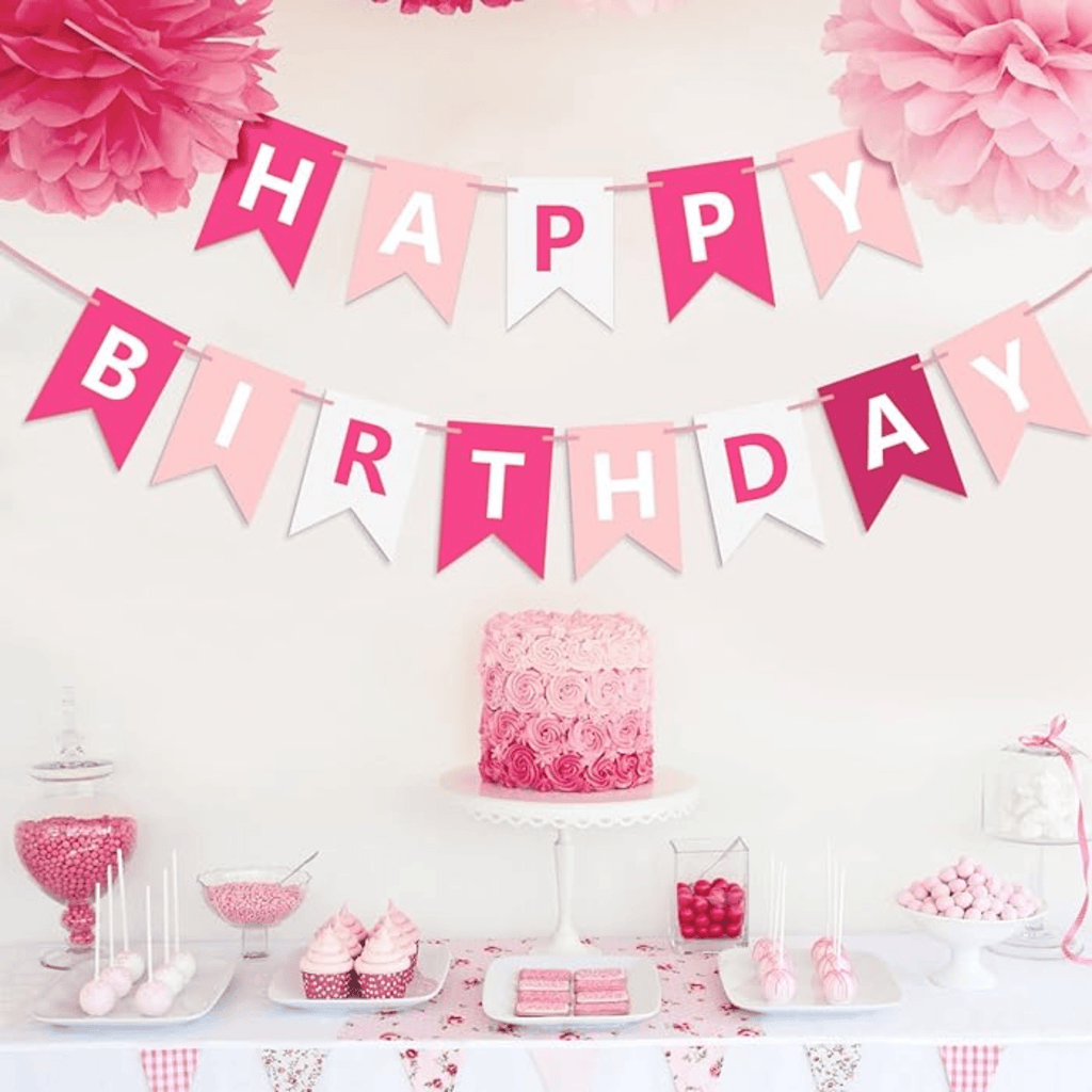 Happy Birthday Banner Pink Lively & Co 