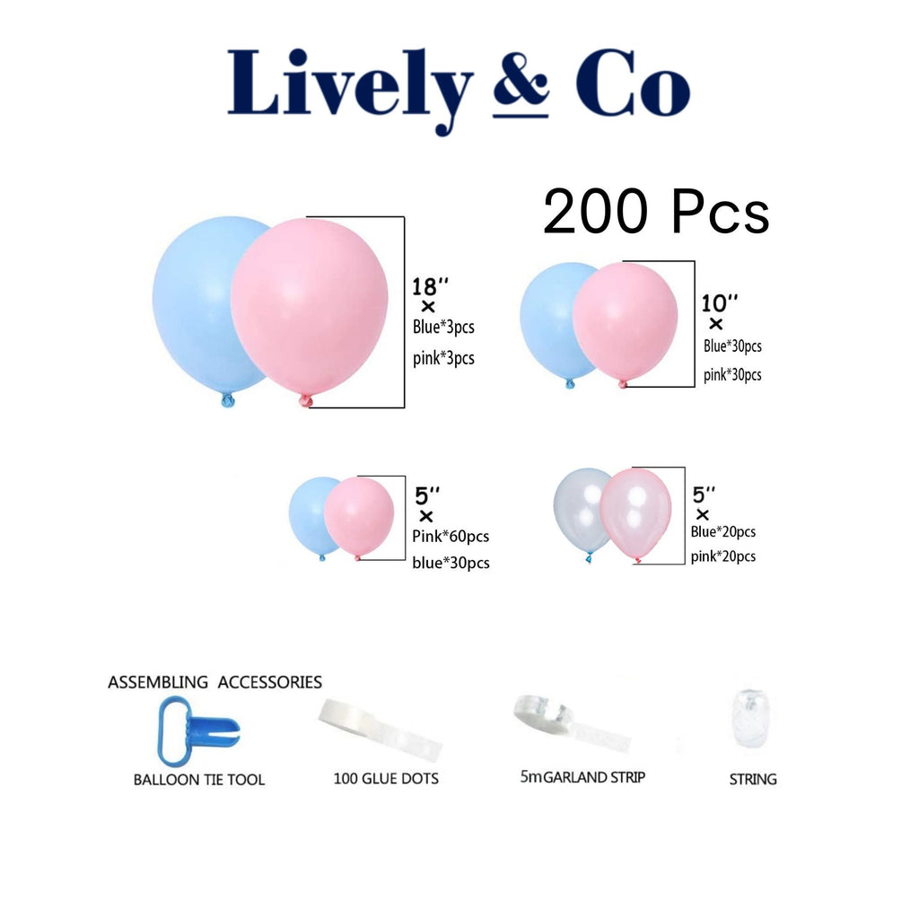 Baby Pink & Baby Blue Gender Reveal Balloon DIY Garland 200 pcs