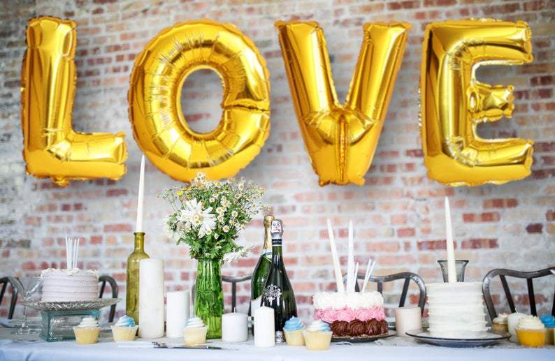 BIG "LOVE" 1 metre High Foil Balloons GOLD Lively & Co 