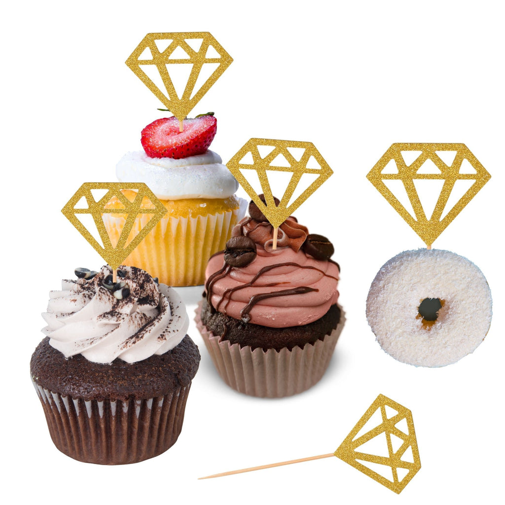 Gold Diamond Cupcake Toppers 12 pack Lively & Co 