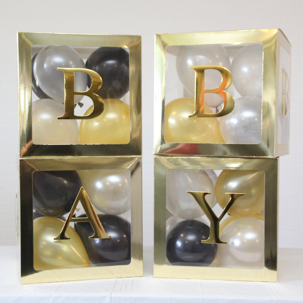 Baby Boxes Baby Shower Balloon Box Gold Lively & Co 