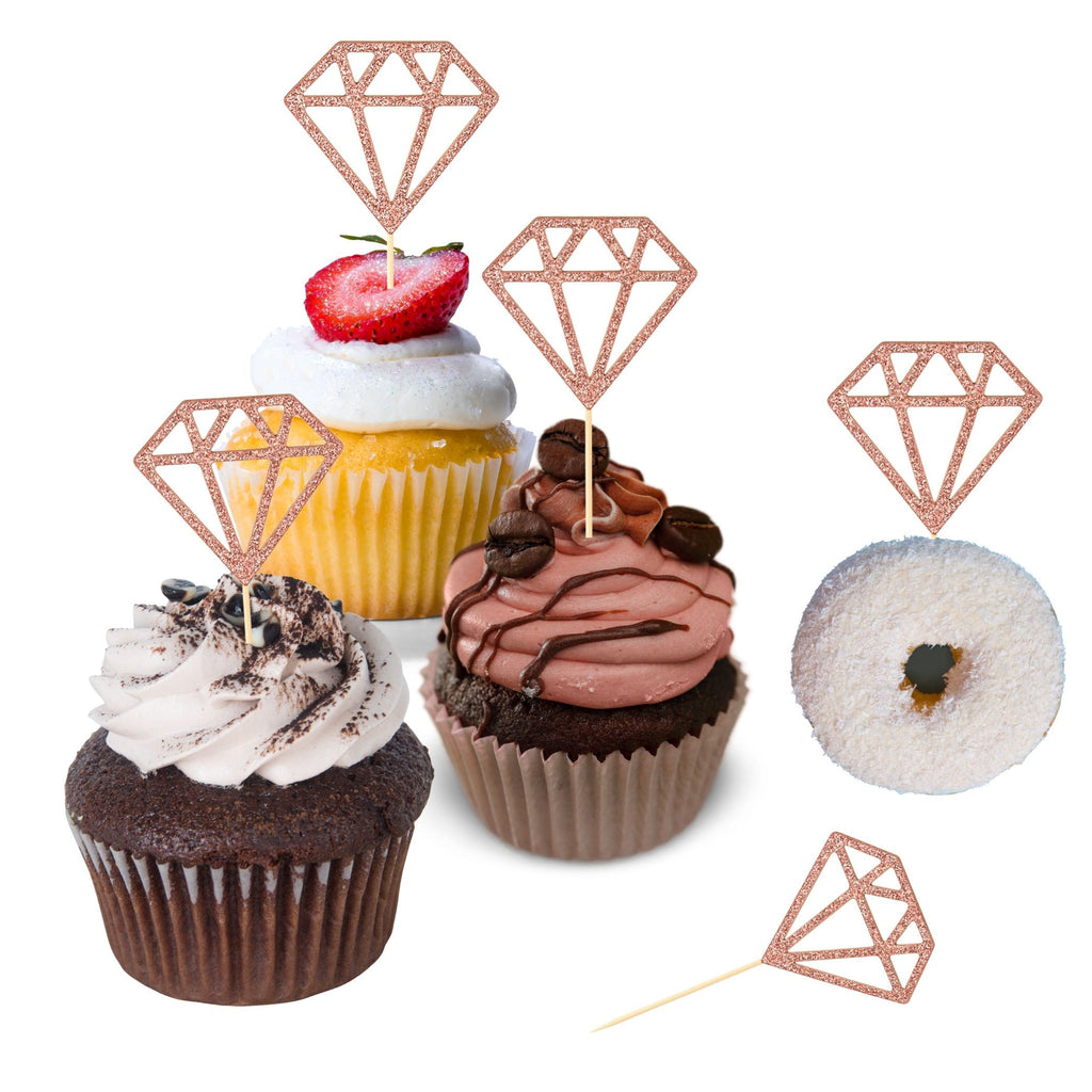 Rose Gold Diamond Cupcake Toppers 12 pack Lively & Co 