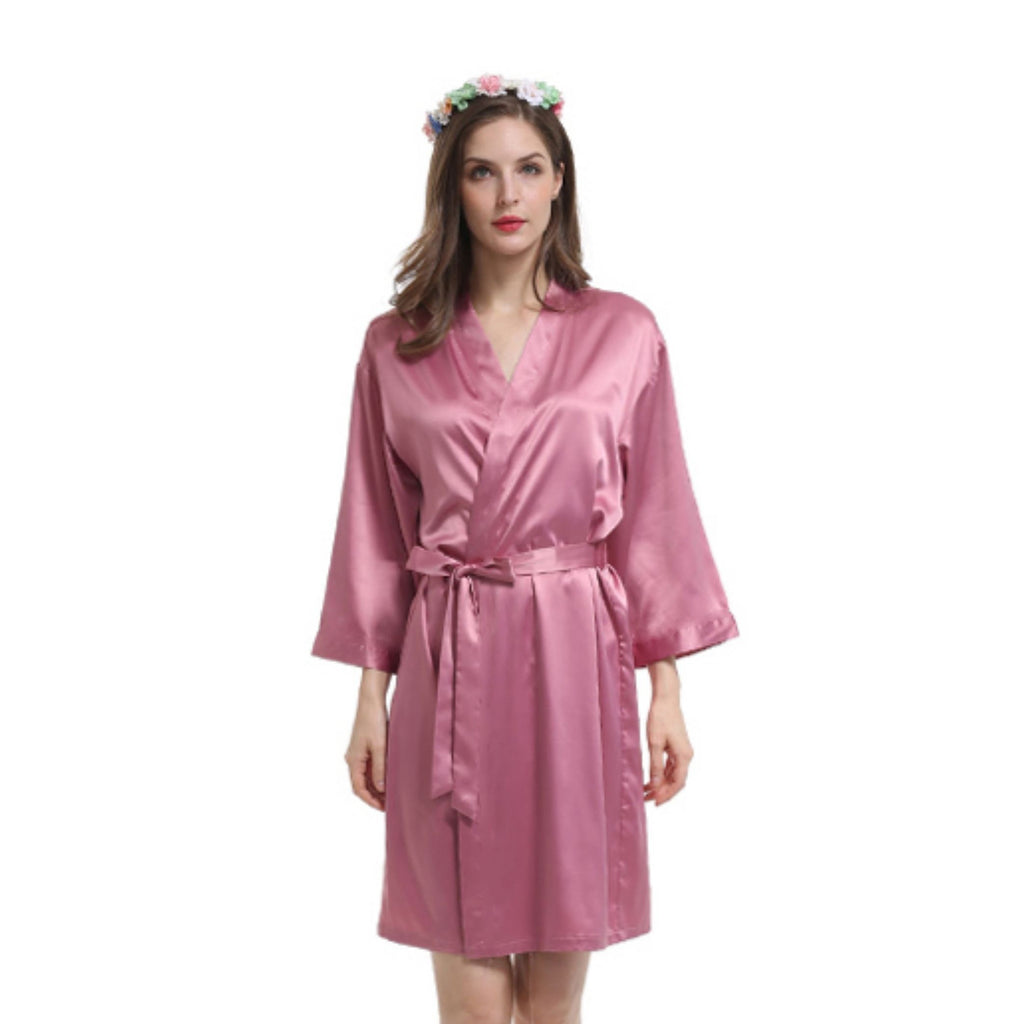 Satin Bridal Robe - Dusty Rose Lively & Co 