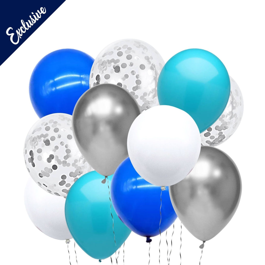 Blue and Silver Balloon Pack for baby shower