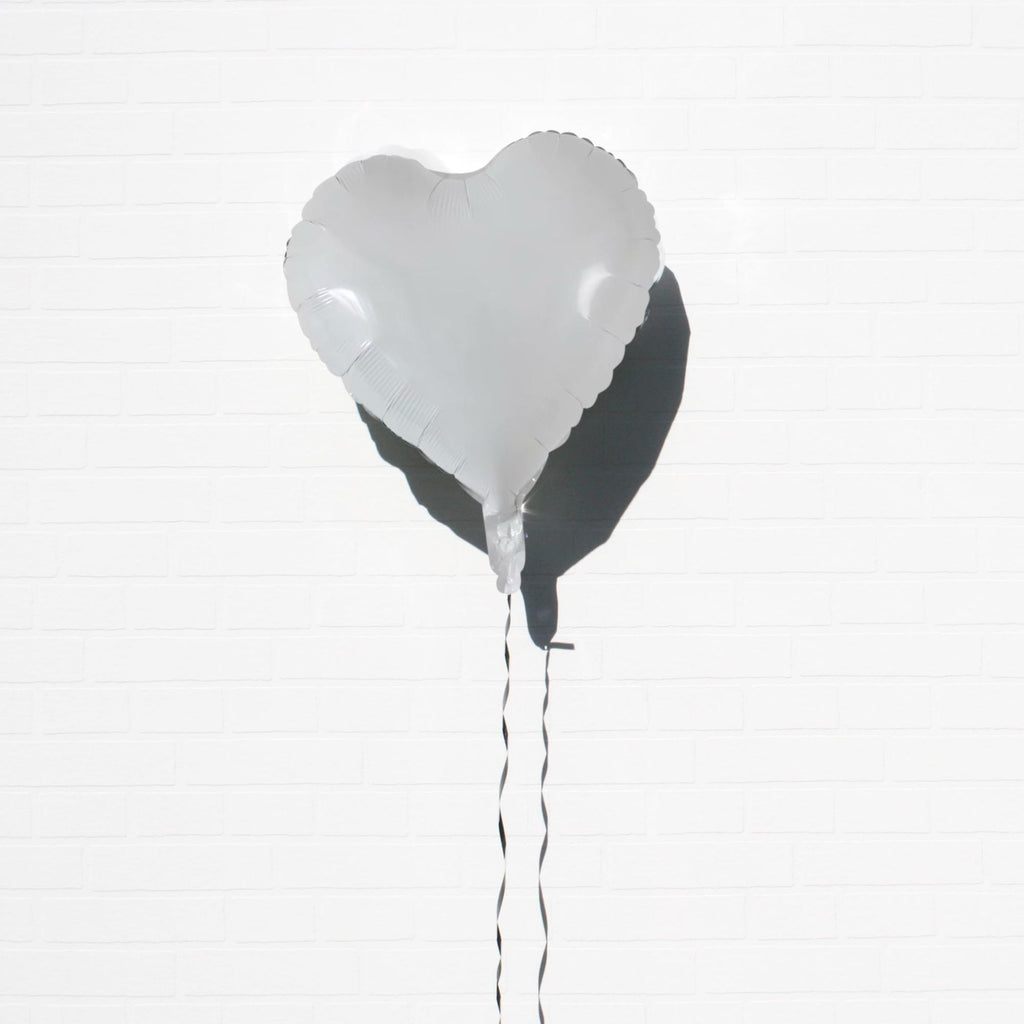 WHITE heart foil balloon