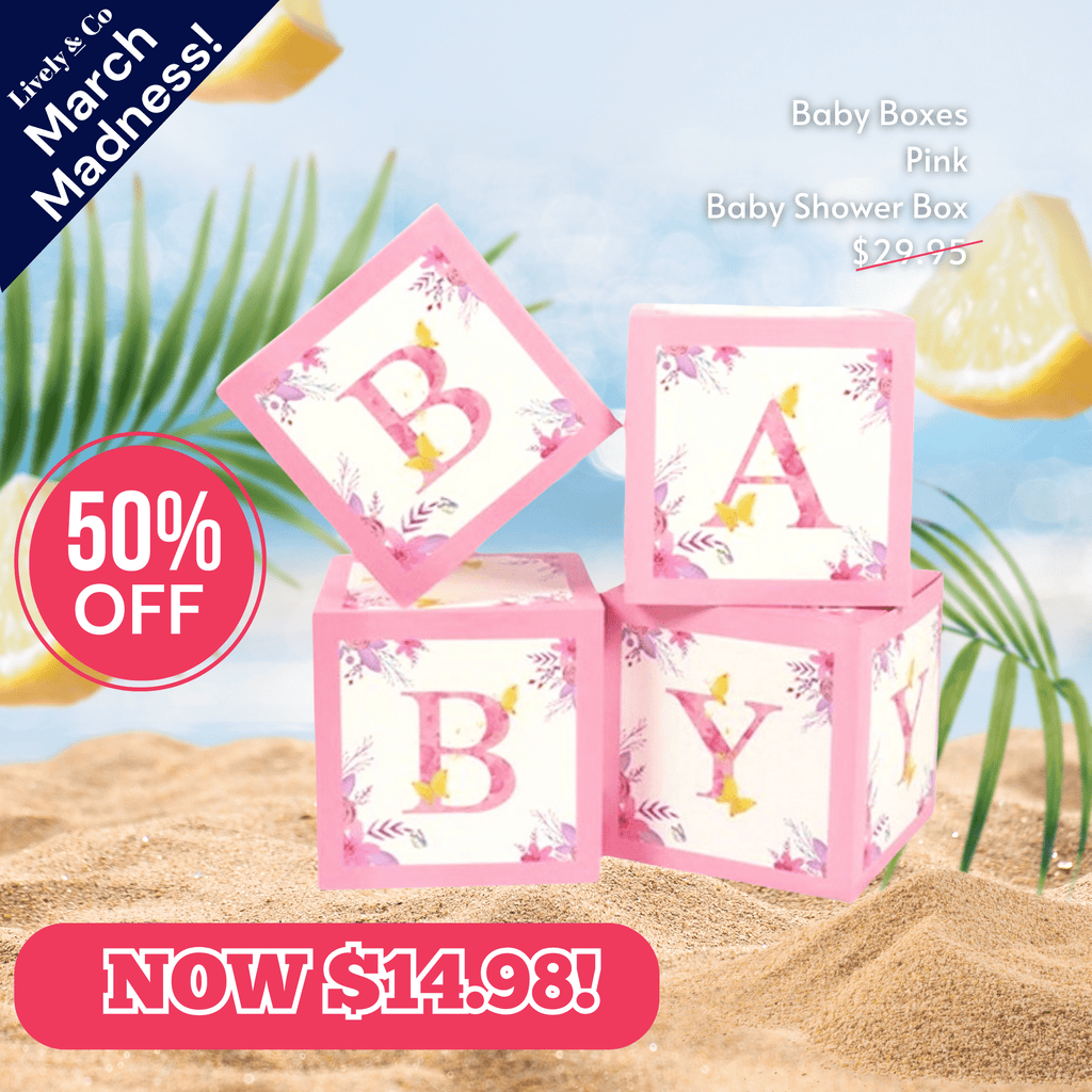 Baby Boxes Baby Shower Balloon Box Set Pink Lively & Co 