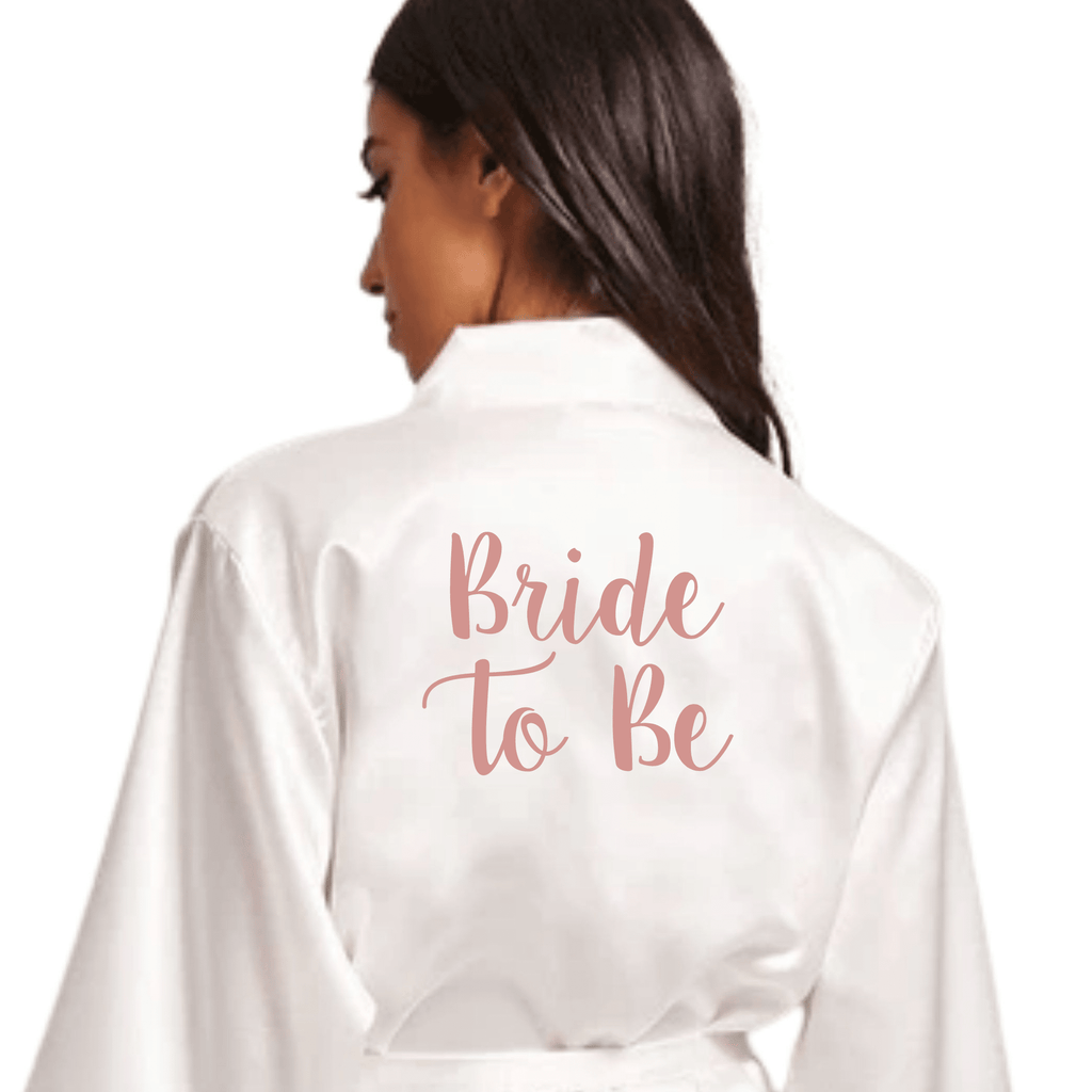 Personalised Bride To Be White Satin Robe NEW Lively & Co Classic Plain One Size 