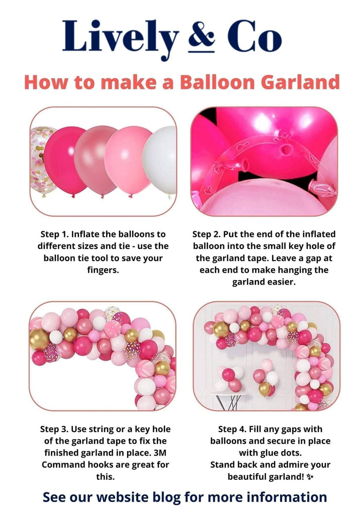 Baby Girl Balloon DIY Garland with Gold Butterflies 108 pcs Lively & Co 