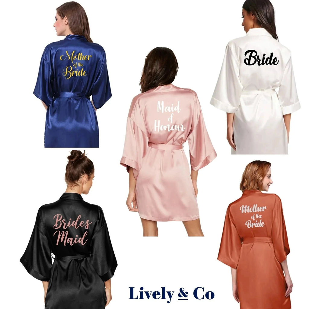 Stunning Satin Bridal Robe - Sage | Personalised or Plain Lively & Co 
