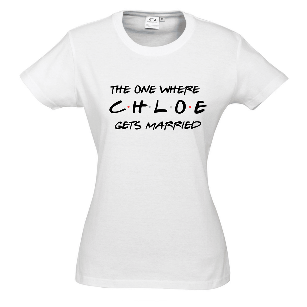 FRIENDS™ PERSONALISED BACHELORETTE PARTY TEES Lively & Co White TEE