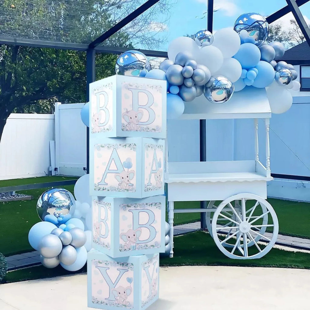 Baby Boxes Baby Shower Blue Balloon Box with Elephant Set