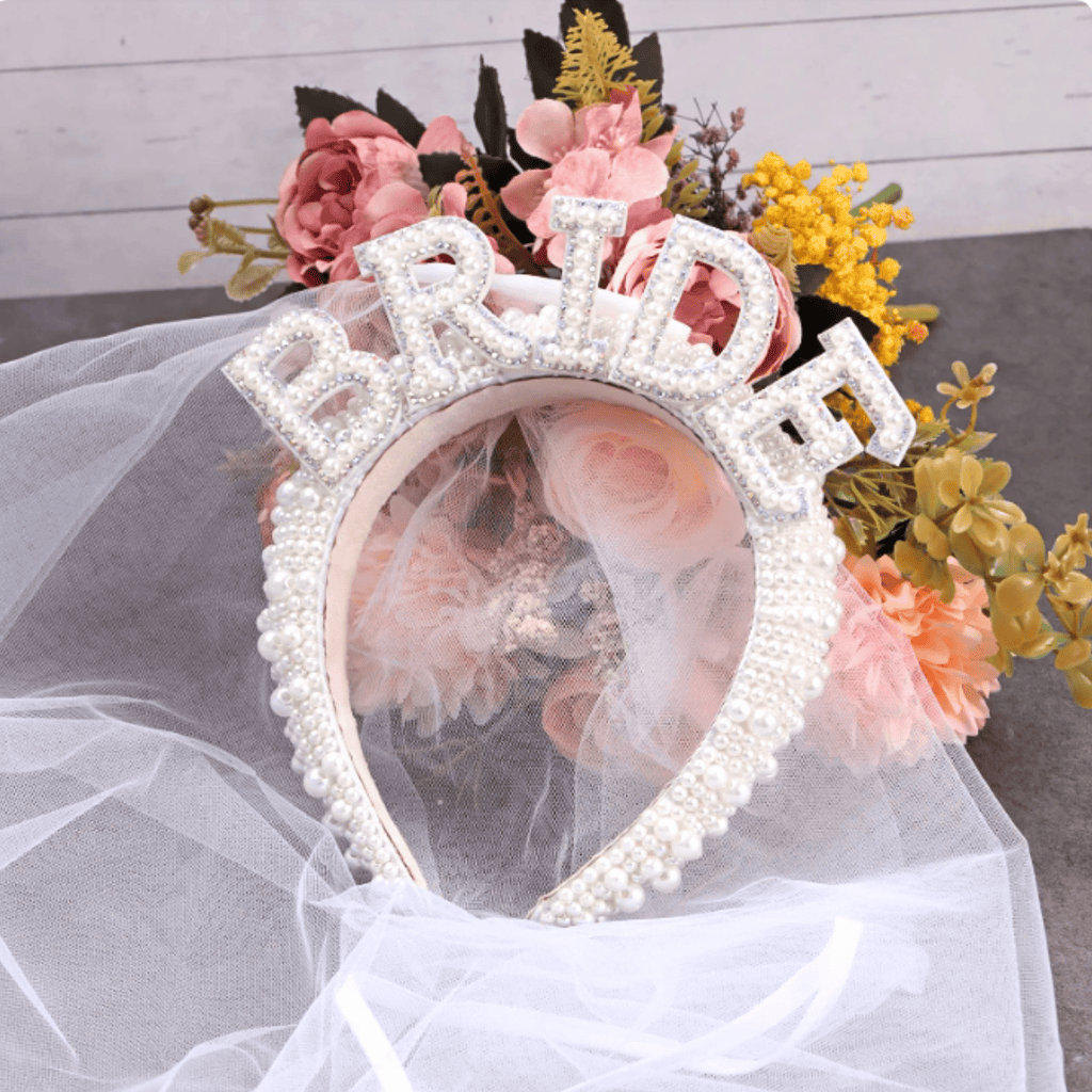 Pearl Bride Headband & White Veil NEW Lively & Co 