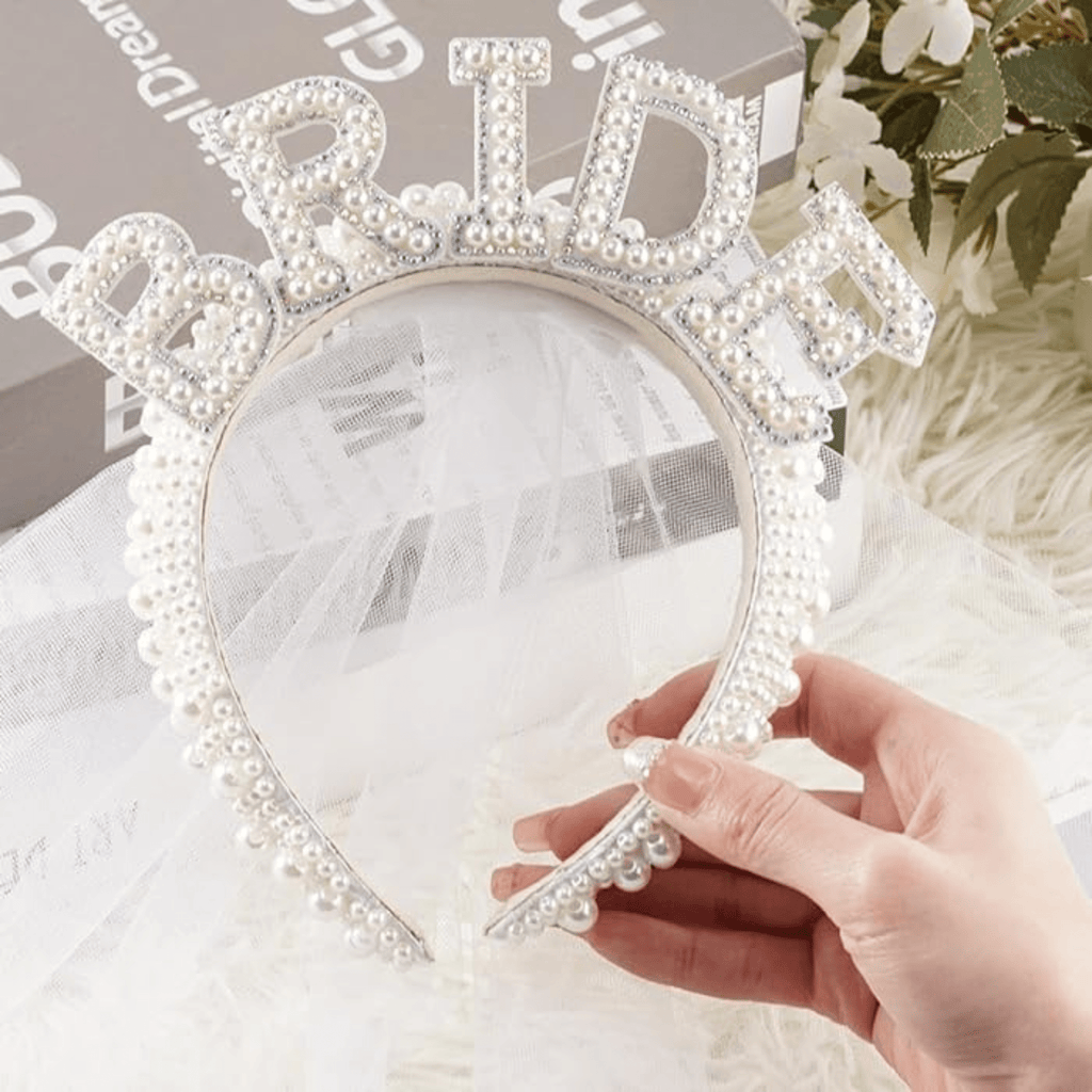 Pearl Bride Headband & White Veil NEW Lively & Co 