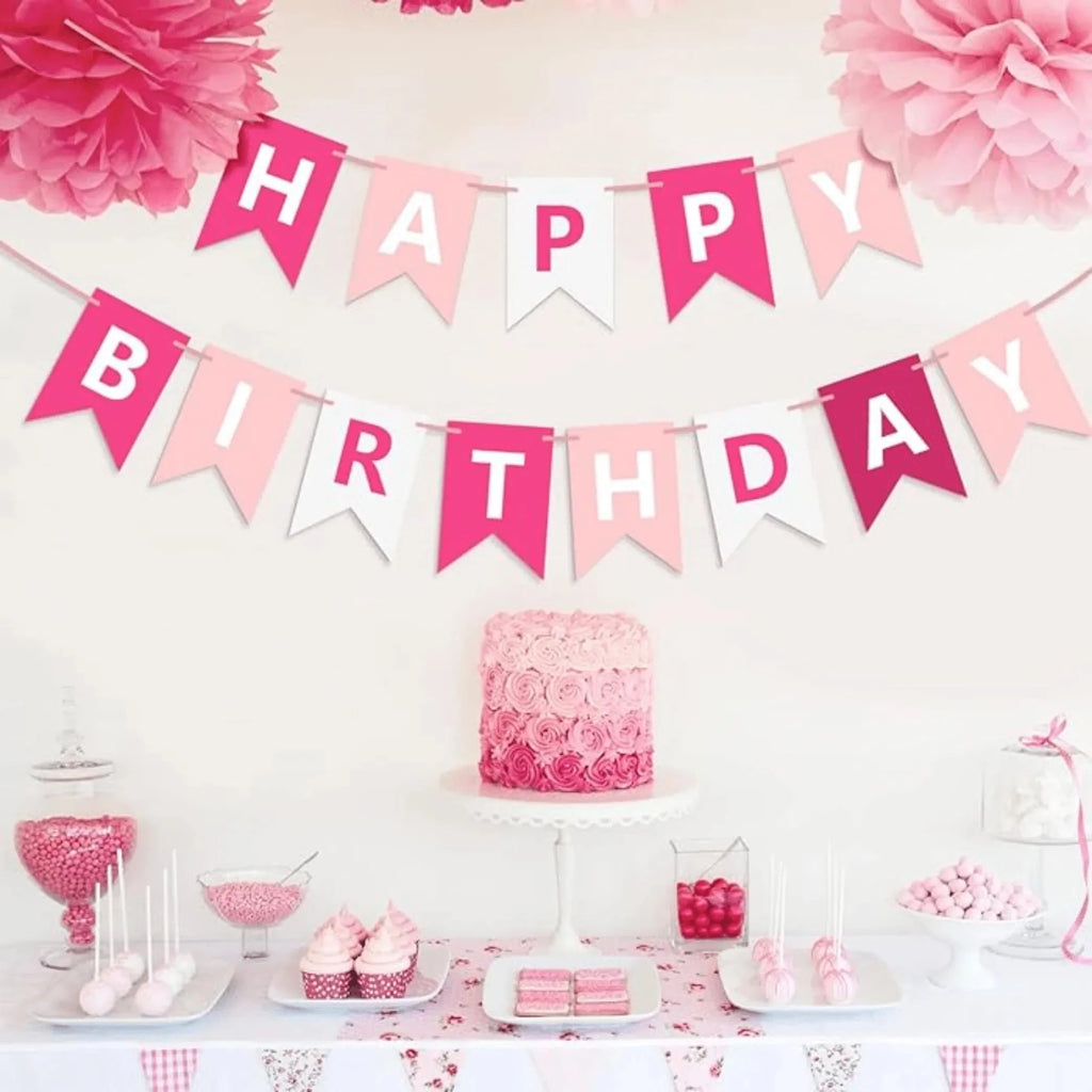 Happy Birthday Banner Pink New Lively & Co 