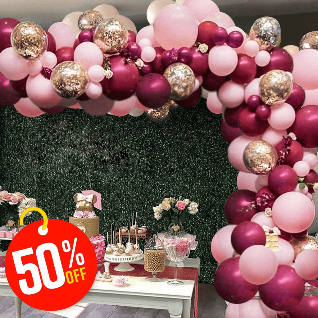 Balloon DIY Garland - Burgundy, Pale Pink & Gold 119 pcs Lively & Co 