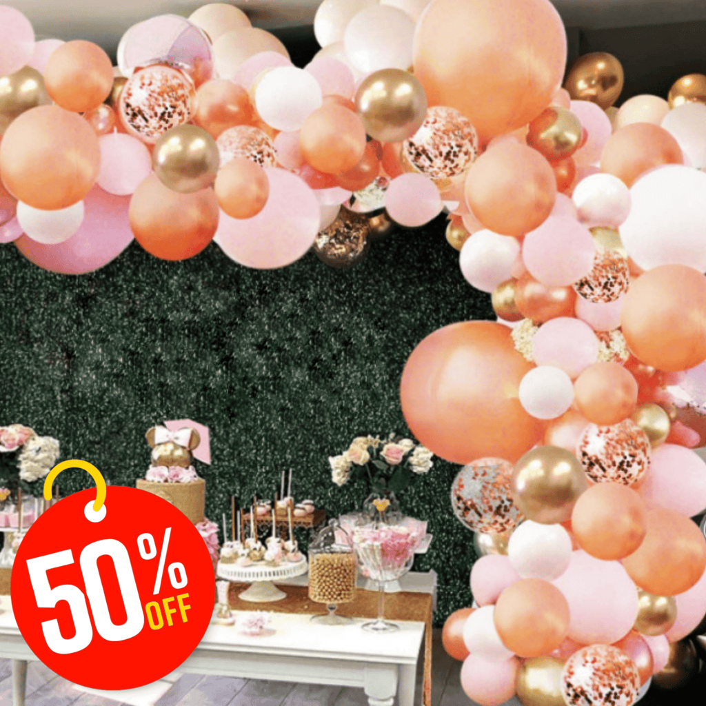 Balloon DIY Mega Garland - Rose Gold, Pale Pink, Gold & White 151 pcs Lively & Co 