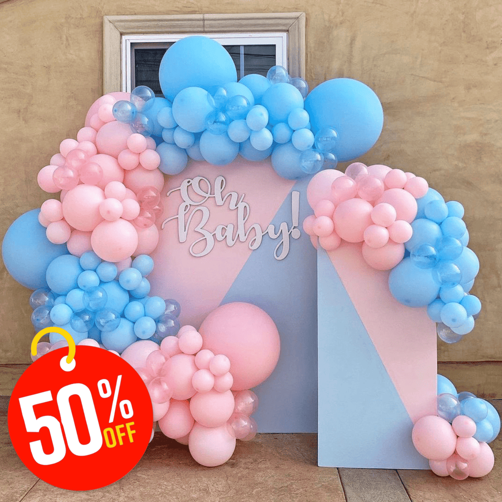 Baby Pink & Baby Blue Gender Reveal Balloon DIY Garland 200 pcs Lively & Co 