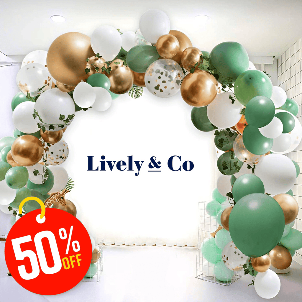 Balloon DIY Garland - Olive Green, White & Gold 164 pcs Lively & Co 