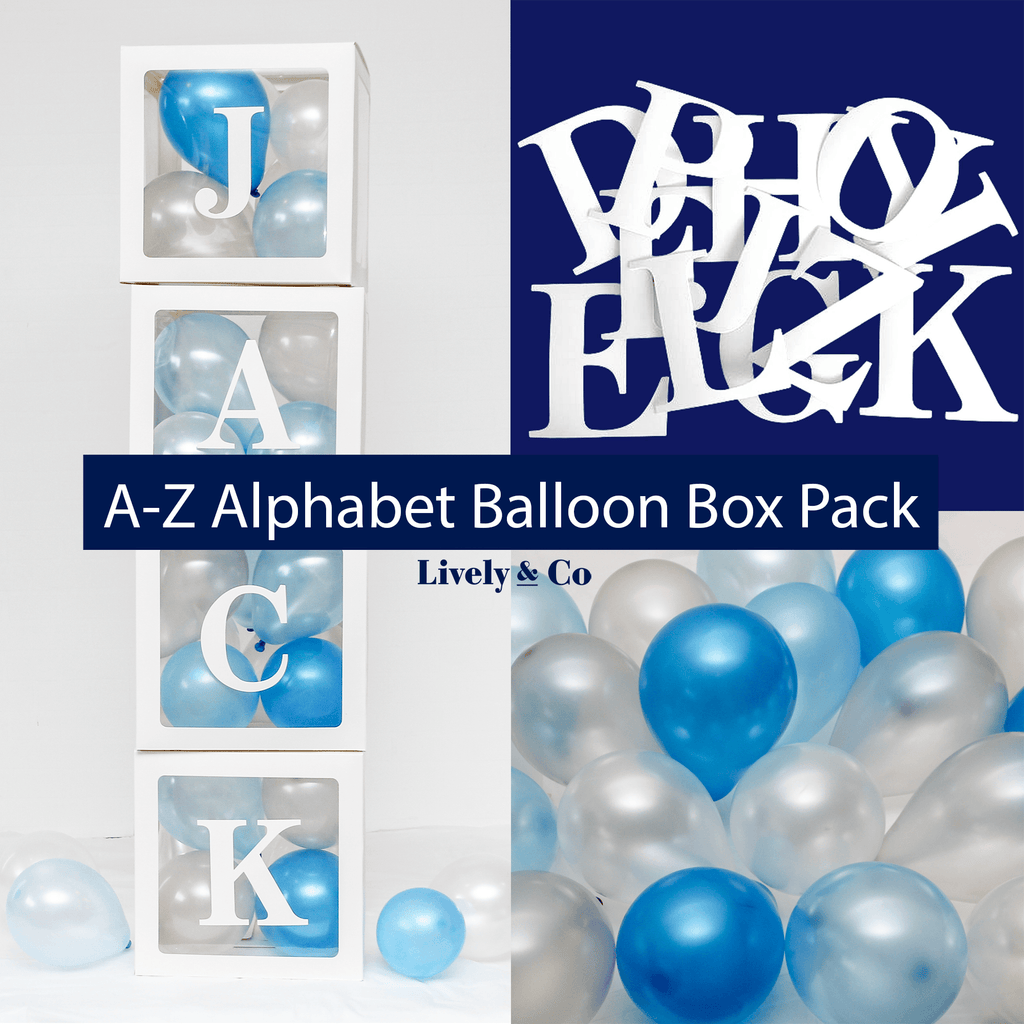 A-Z Alphabet Balloon Box Pack White Lively & Co 