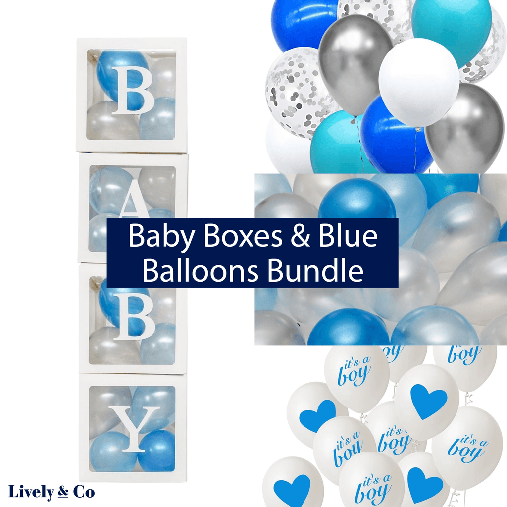 Baby Boxes And Blue Balloons Baby Shower Bundle Lively & Co