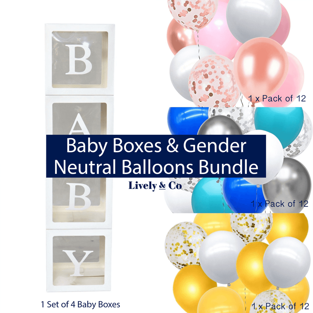 Baby Boxes And Gender Neutral Balloons Baby Shower Bundle Lively & Co