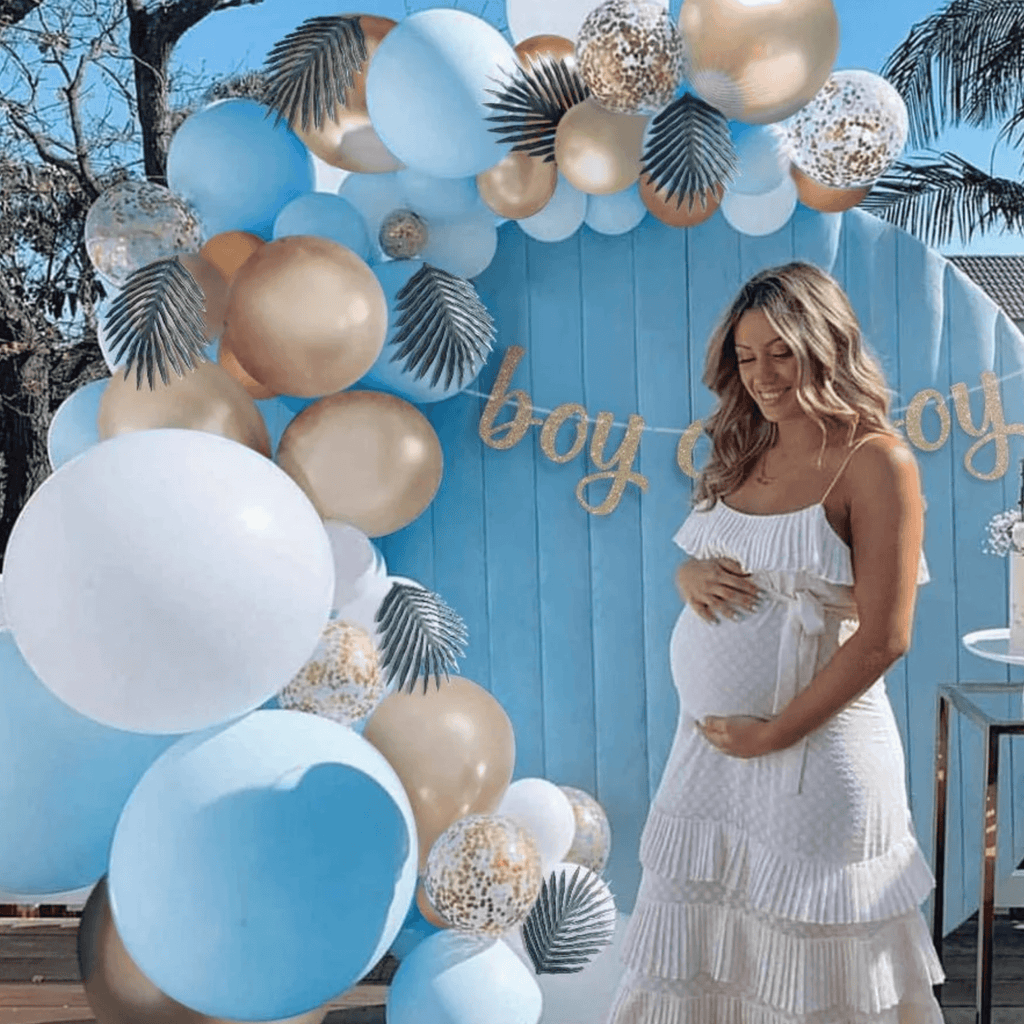 Oh Baby Balloon DIY Garland - Pale Blue, Gold & White Lively & Co 