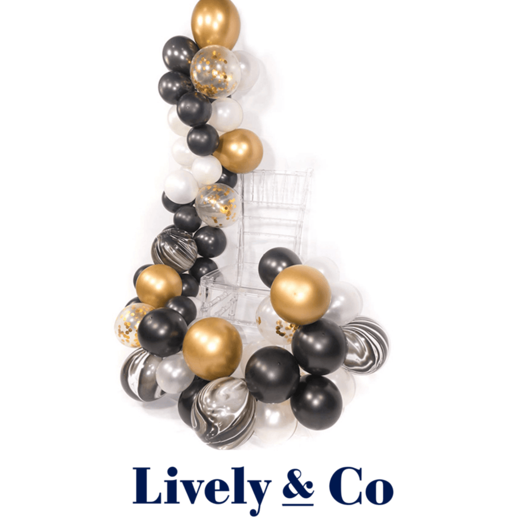 Balloon DIY Garland - Black Marble, Gold & White Lively & Co 