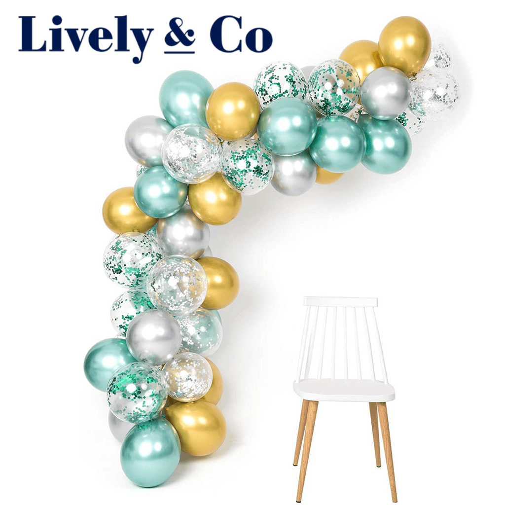 Balloon DIY Garland - Green, Silver & Gold Metallic Lively & Co 