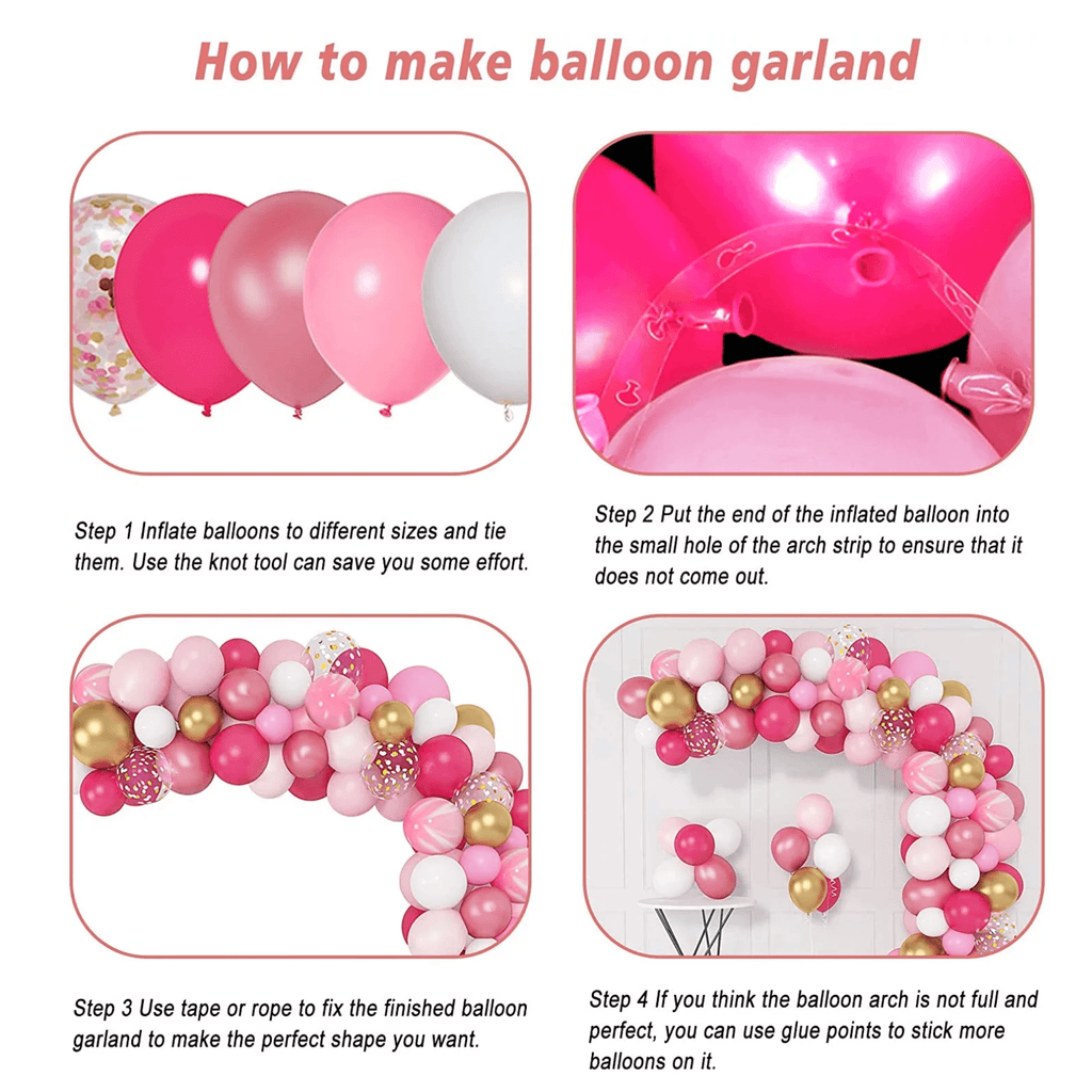 Pink Balloon DIY Garland - Hot Pink, Pale Pink, Gold & White Lively & Co 
