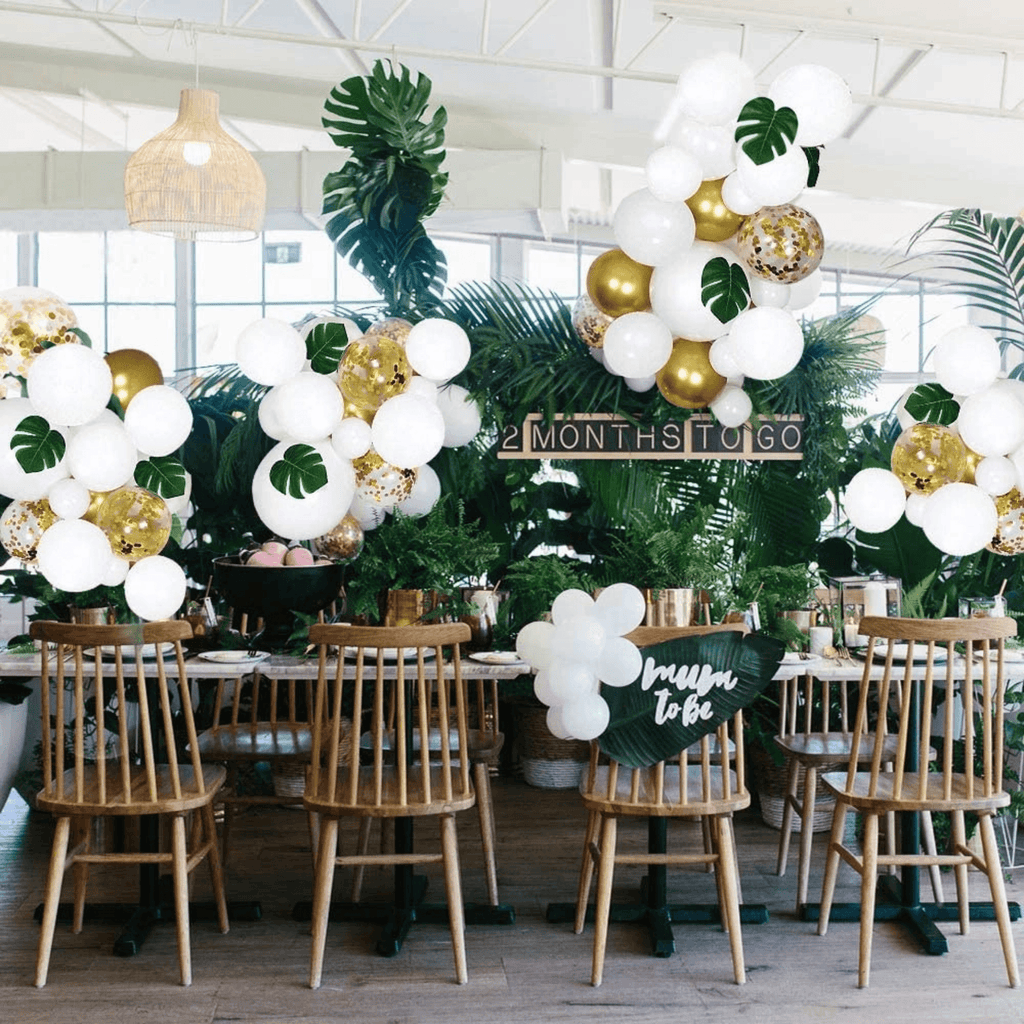 White Wedding Balloon DIY Garland - White & Gold, Leaves & Ivy Lively & Co 
