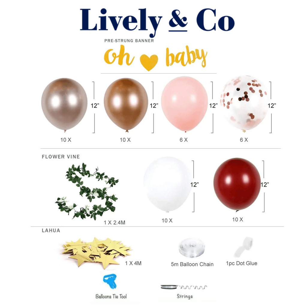 Balloon DIY Garland - Coppers, Gold & White Lively & Co 