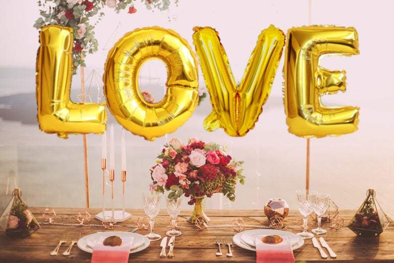 BIG "LOVE" 1 metre High Foil Balloons GOLD Lively & Co 