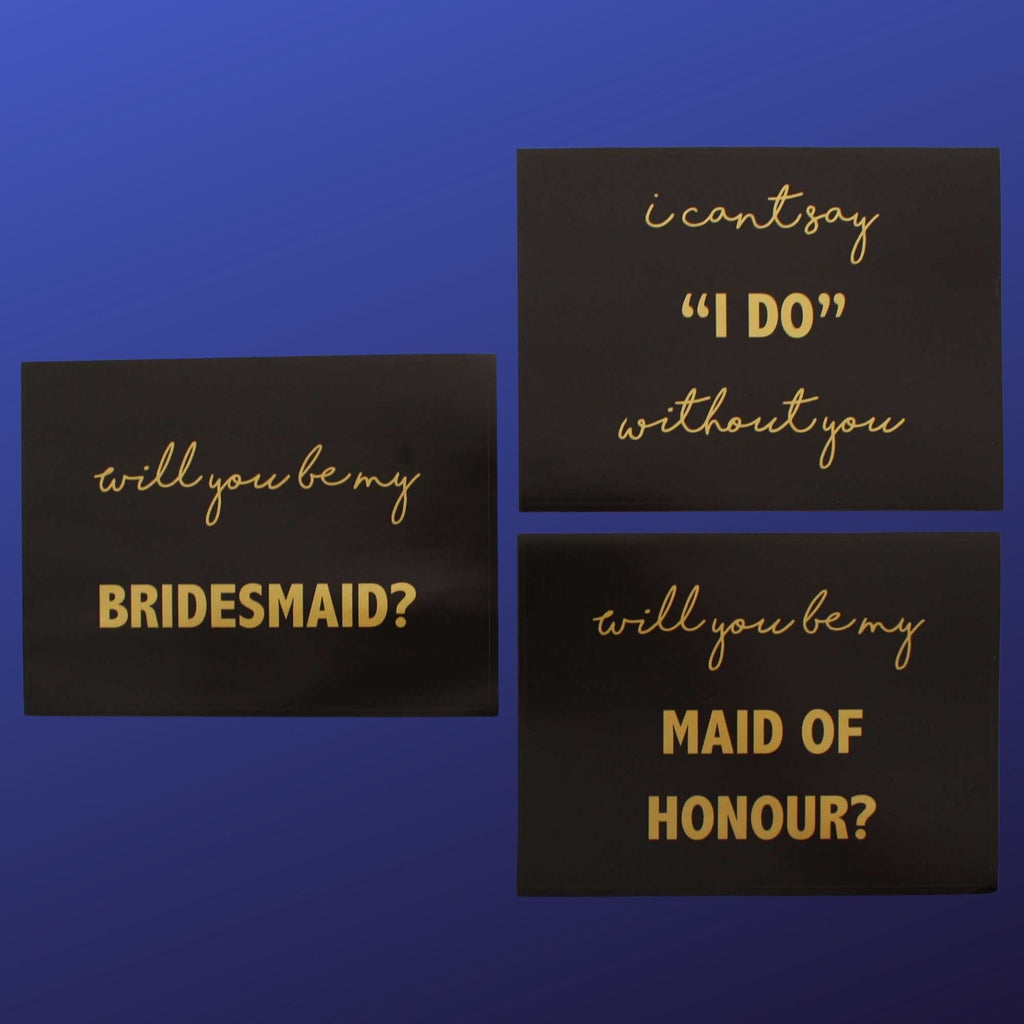 Black and Gold bridesmaid Proposal stickers by Lively & Co
