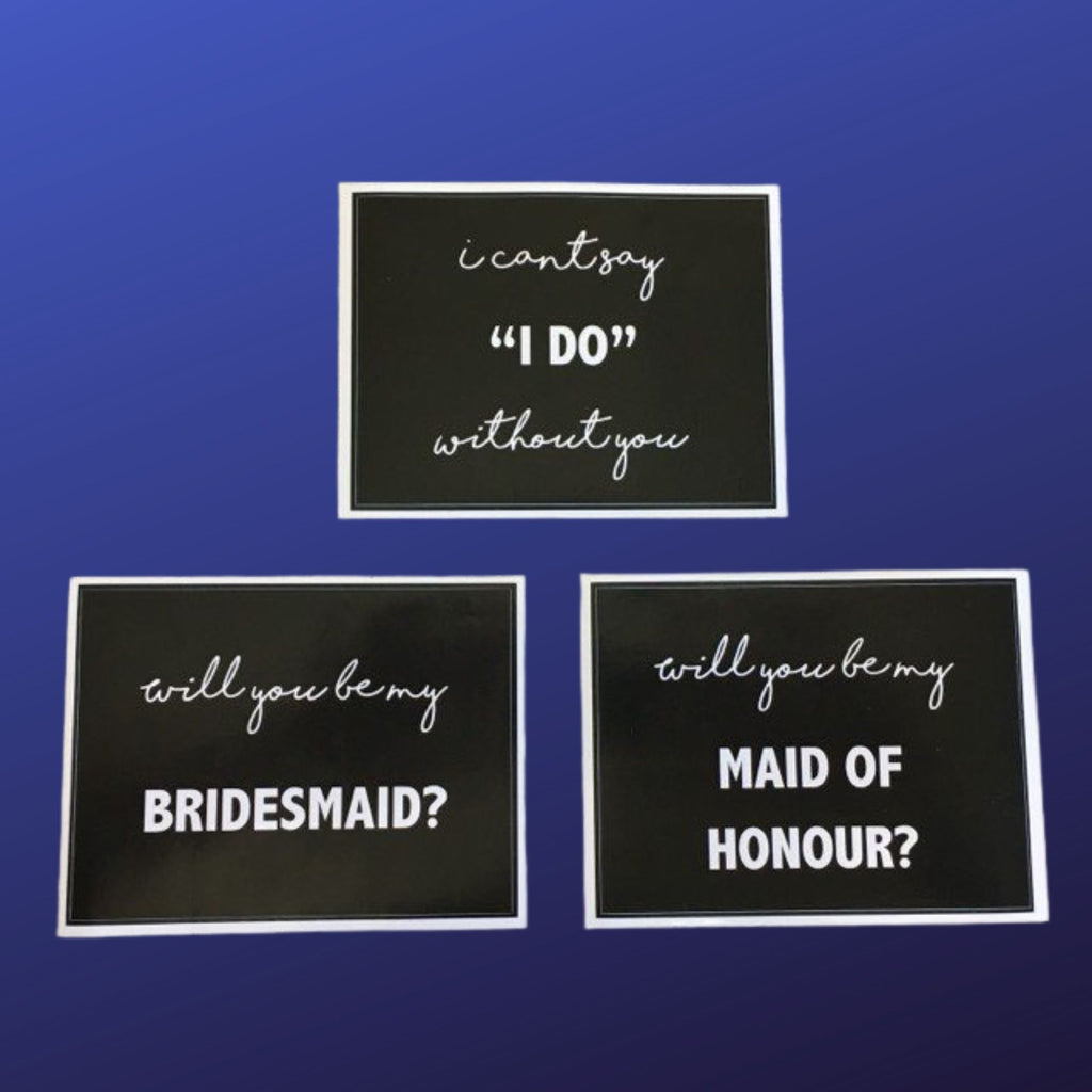 Black Bridesmaid Proposal Stickers White Writing NEW Lively & Co