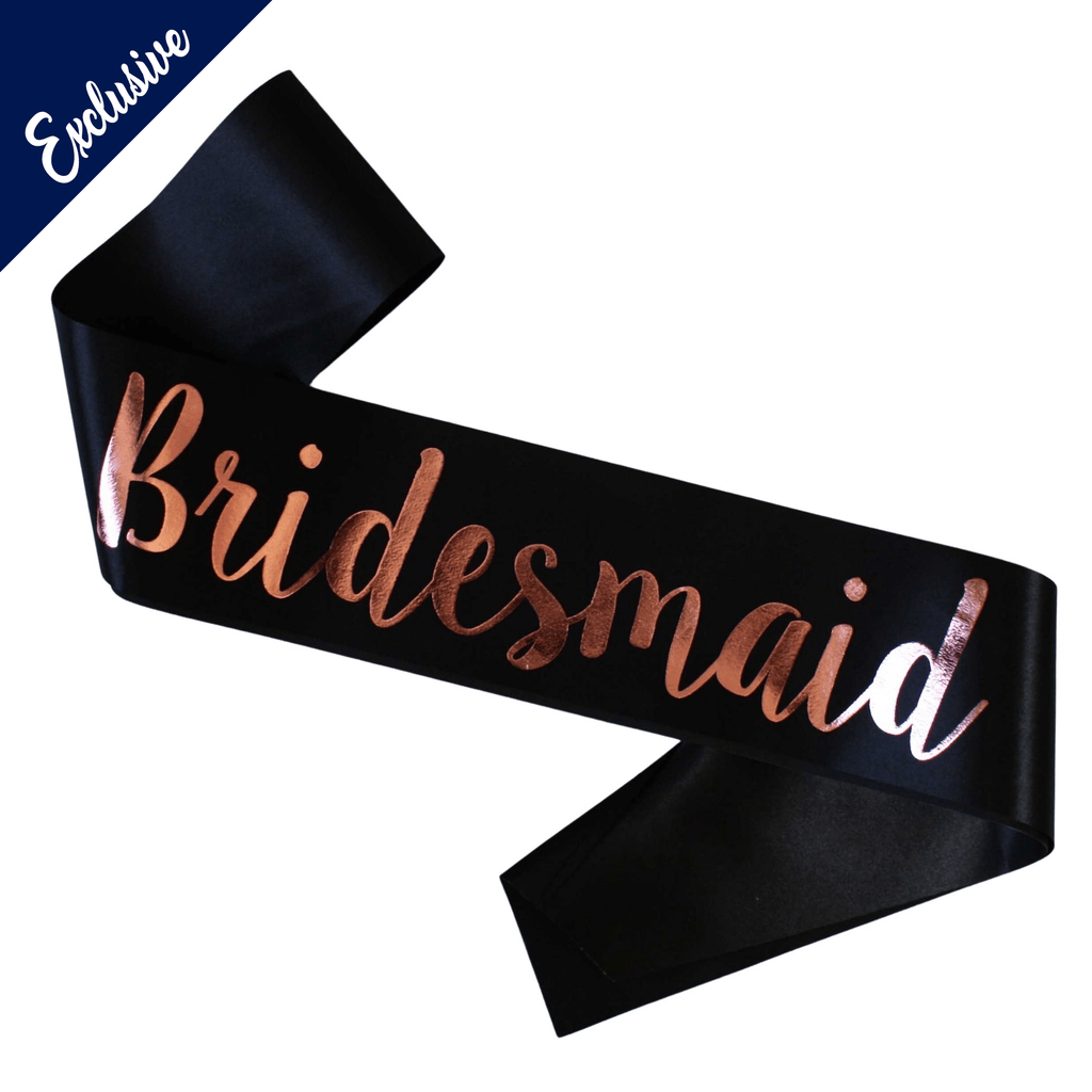 Bridesmaid Rose Gold and Black Sash NZ