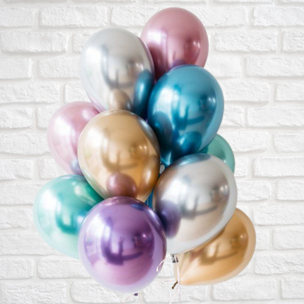 Mixed Chrome Metallic Balloons 12 Pack Lively & Co 