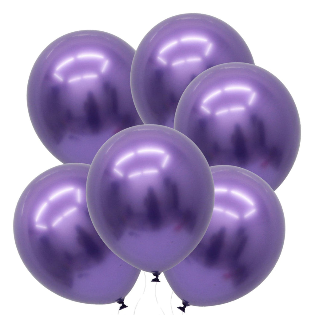 Chrome metallic purple balloons 6 pack