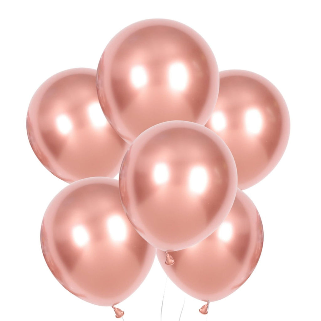 Chrome Metallic Rose Gold Balloons 6 Pack Lively & Co