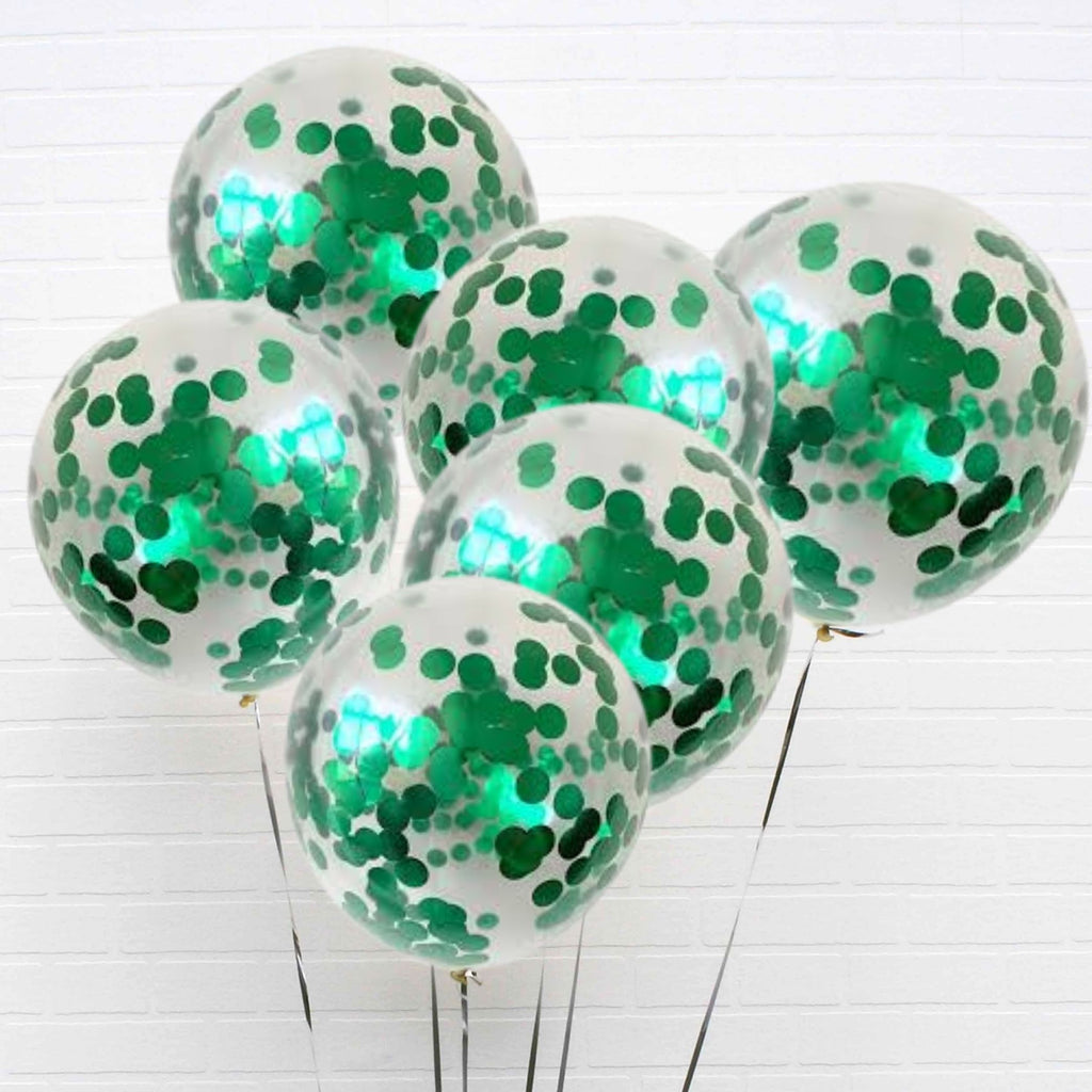 Green pre-filled confetti balloons 6 pack