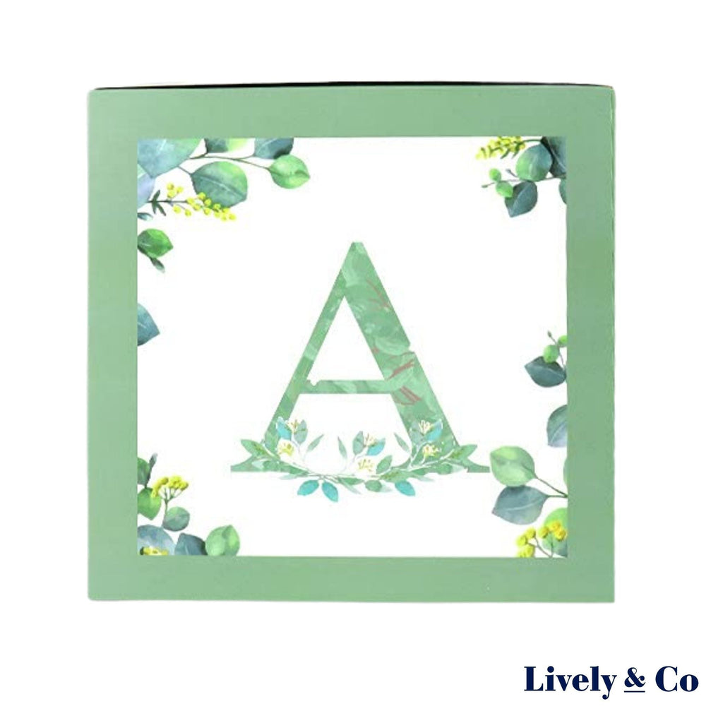 Baby Boxes Baby Shower Balloon Box Set Sage Green & Gold Letters NEW Lively & Co 