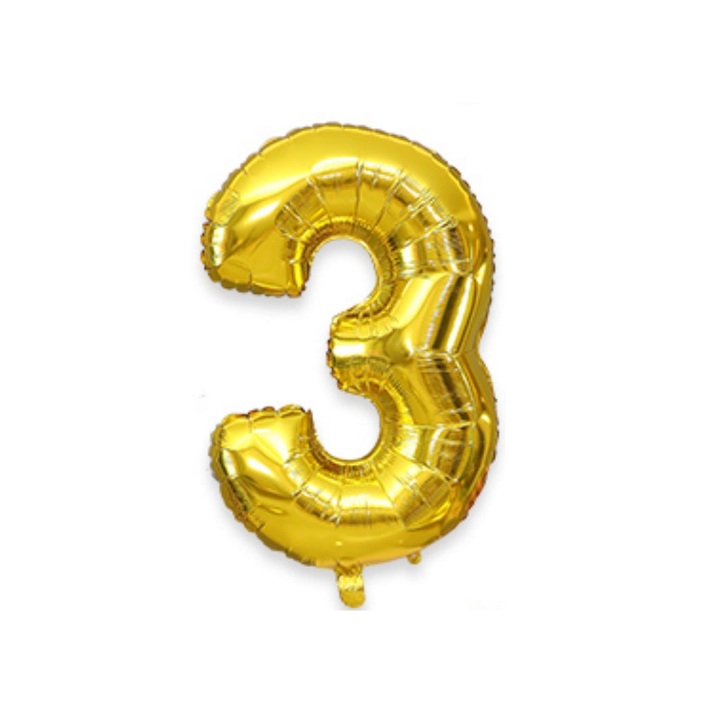 1 Metre High Gold Number Balloons Lively & Co Number 3 