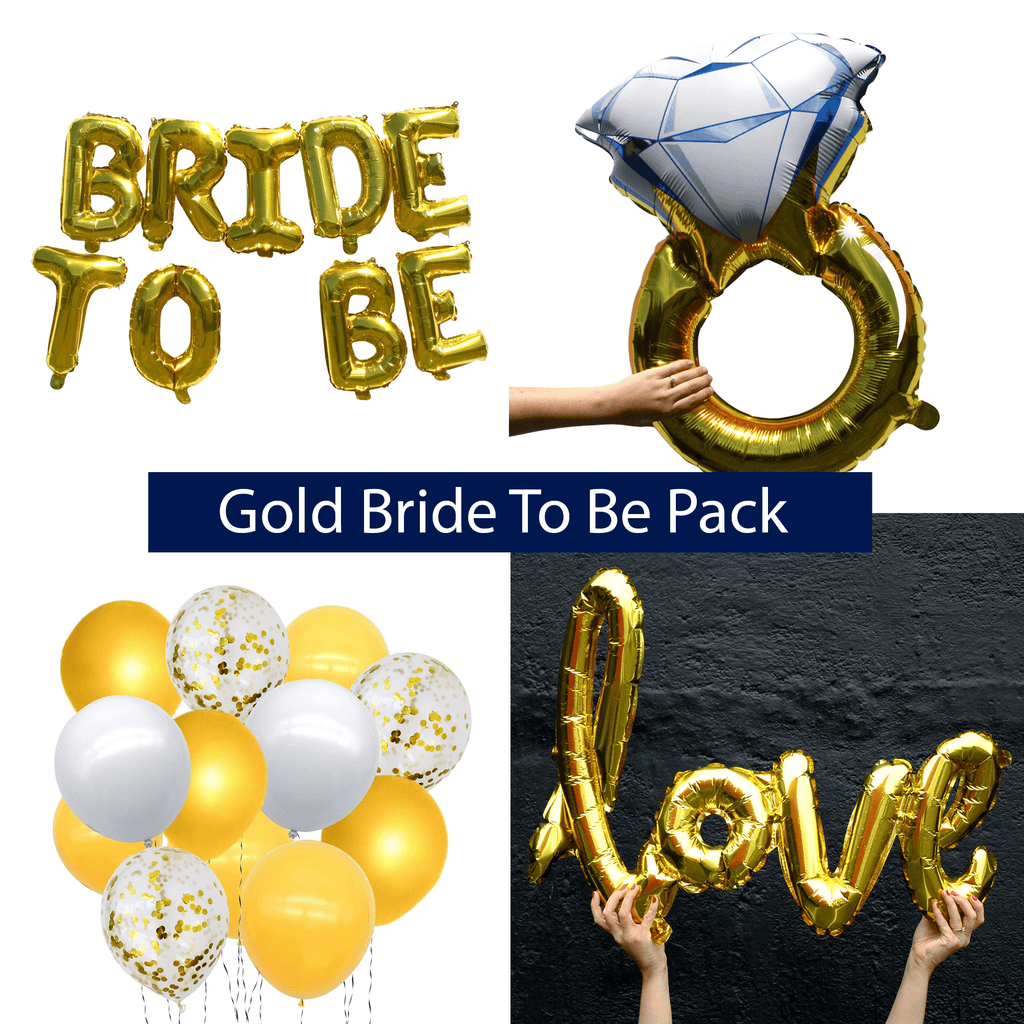 Gold Bride To Be balloon pack