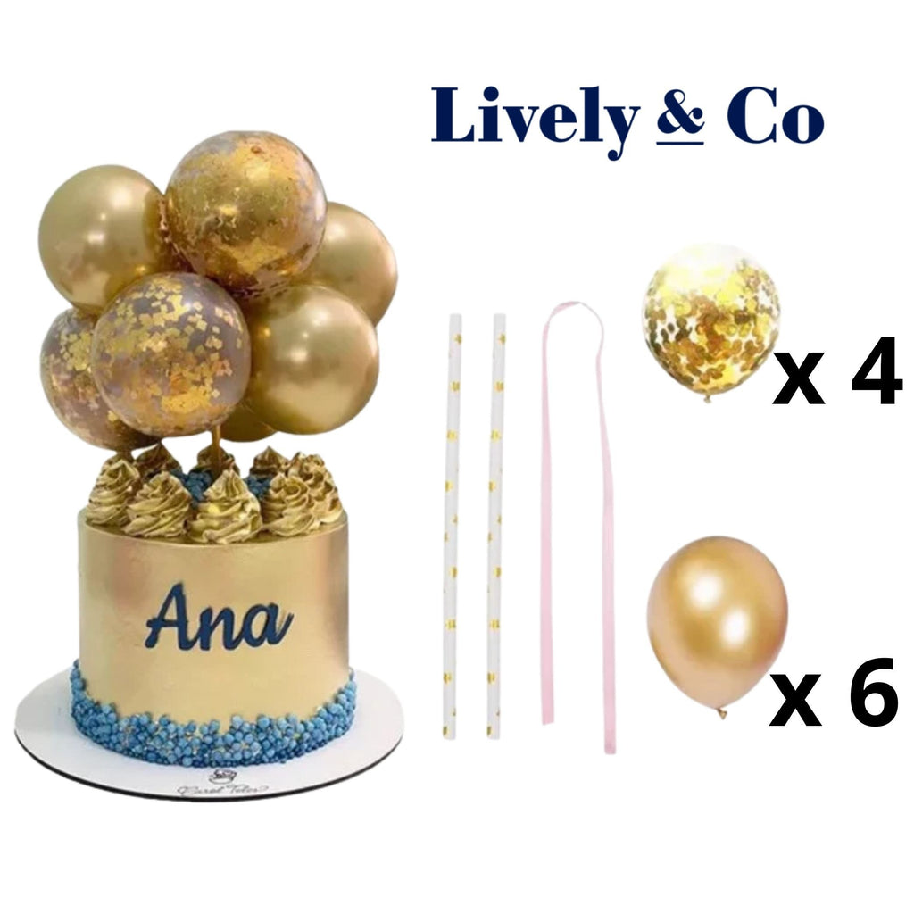 Mini Balloon Garland Cake Topper Set Chrome Metallic Gold Lively & Co 