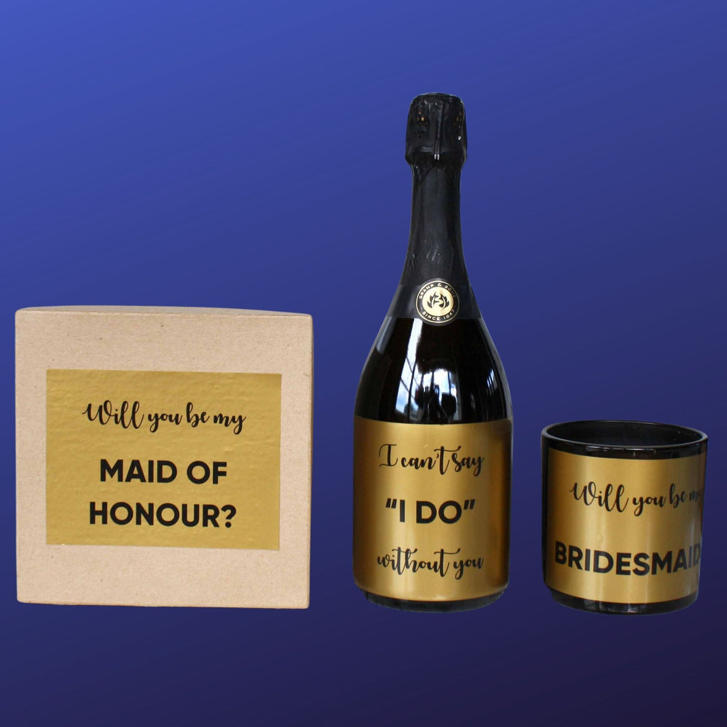 Gold bridesmaid proposal stickers exclusive to Lively & Co
