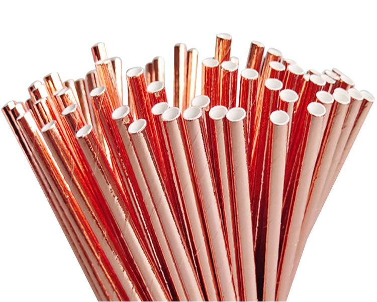 Metallic Rose Gold Paper Party Straws