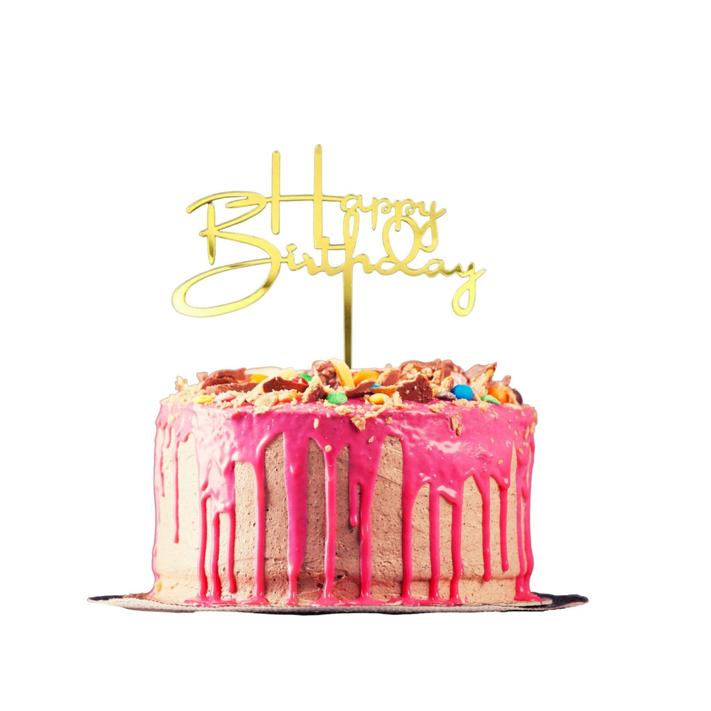 Happy Birthday script cake topper nz