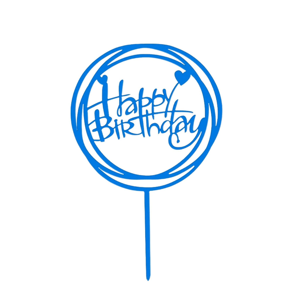 Happy Birthday Round Cake Topper 5 Colours Lively & Co Blue 
