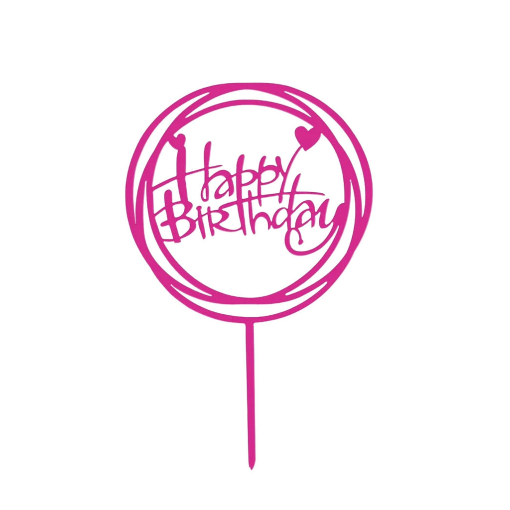Happy Birthday Round Cake Topper 5 Colours Lively & Co Pink 