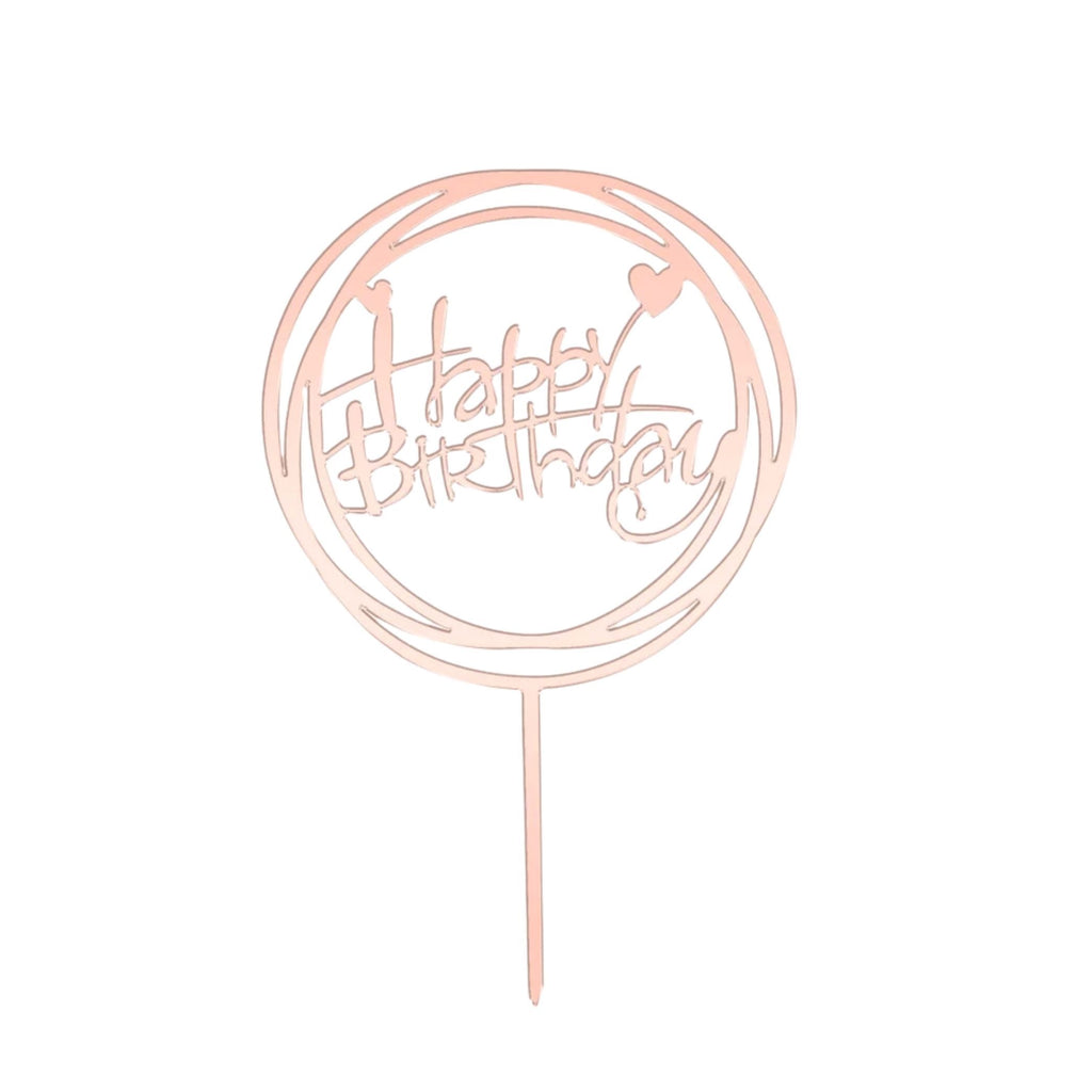 Happy Birthday Round Cake Topper 5 Colours Lively & Co Rose Gold 