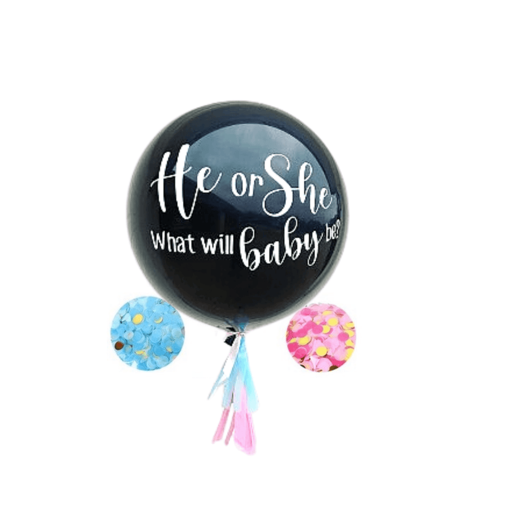 Gender Reveal Balloon He or She what will Baby Be? Deluxe Lively & Co 